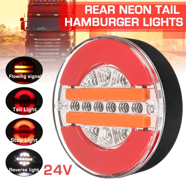 1PC 24V Dynamisk LED Trailer Lastbil Bakljus Bromsljus DRL Flöde Blinkerslampa Strobeljus för bil Båt Buss Skåpbil Husvagnar(Typ D)