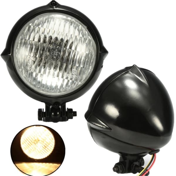 35W H4 Halogen Forlygte 10 mm Gevind til det meste af Harley Davidson Motorcykel Sportster Dyna Softail Touring CVO(sort, H4 halogen)
