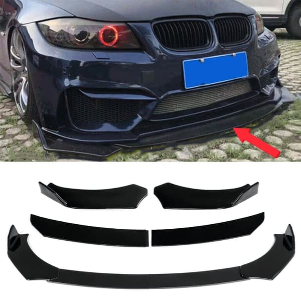 Universal 4 STK Black Front Lip Chin Bumper Spoilers Body Kits Til Bil