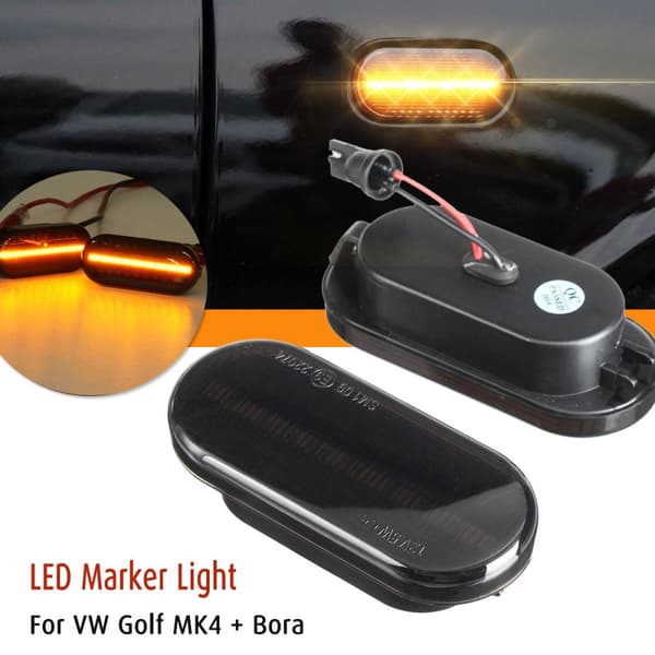 2x Automotive Car Smoke LED Side Repeater Indikatorlampa för VW Golf / Passat /Bora/T5/Po-lo(Rökt)