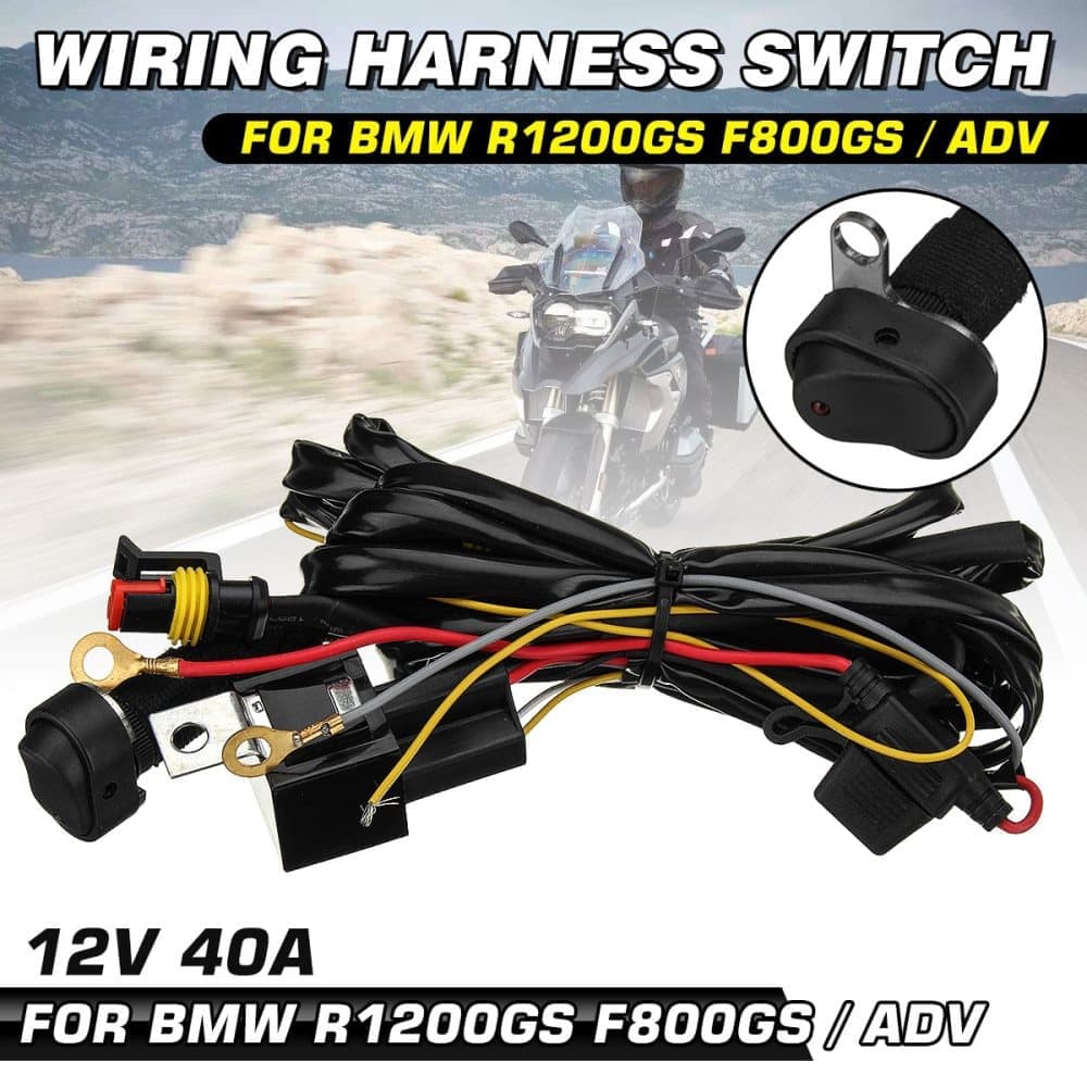 LED-dimljus ledningsnät Slå på/av 40A för BMW R1200GS F800GS / ADV(1X Switch Kabeldragning)