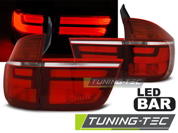 Takavalot BMW X5 E70 03 07-05 10 PUNAINEN CLEAR LED
