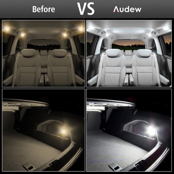 Audew 10st T10 / W5W Bil LED Parkeringsljus Interiörljus 9 * 2835 SMD LED Canbus Felfri 4882K Xenon Vit
