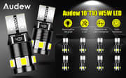 Audew 10kpl T10 / W5W auton LED-pysäköintivalot sisävalot 9 * 2835 SMD LED Canbus virheettömät 4882K Xenon White