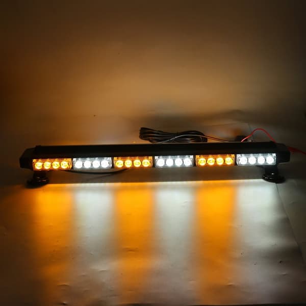 28" 54LED Bil Nødvarsel Beacon Strobe Light Bar Vandtæt Amber & White