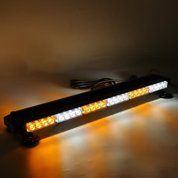 28" 54LED Bil Nødvarsel Beacon Strobe Light Bar Vandtæt Amber & White