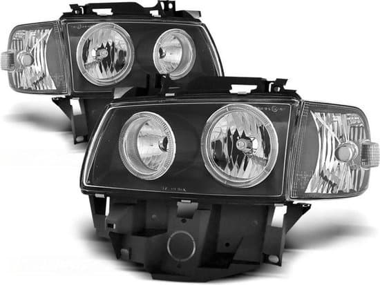 Forlygter dual halo fælge VW T4 08 96-03 03 BUS ANGEL EYES SORT