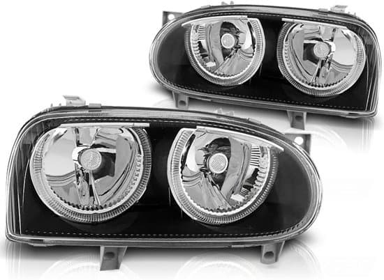 Framlyktor dubbla halo-fälgar VW GOLF 3 09 91-08 97 ANGEL EYES SVART