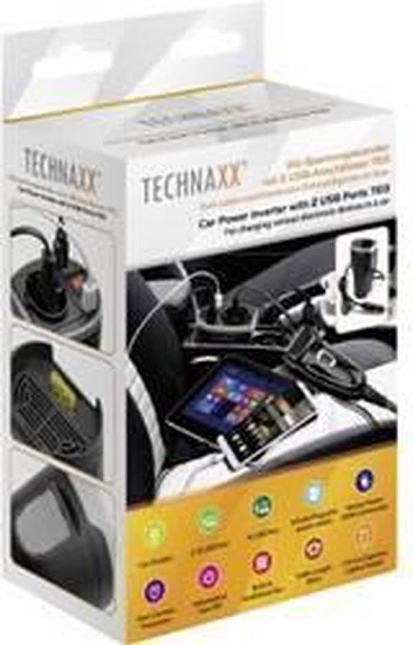 Technaxx Converter TE13 200 W 12 V/DC - 230 V/AC, 5 V/DC Sopii mukitelineen