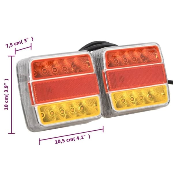 vidaXL Tilhengerlys 2 stk rød 10,5x7,5x10 cm 12V LED-pære