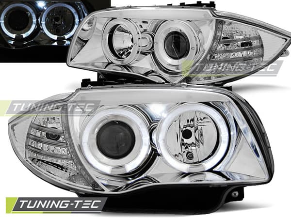 Forlygter dual halo fælge BMW 1 E87/E81/82/88 04-11 ANGEL EYES KROM