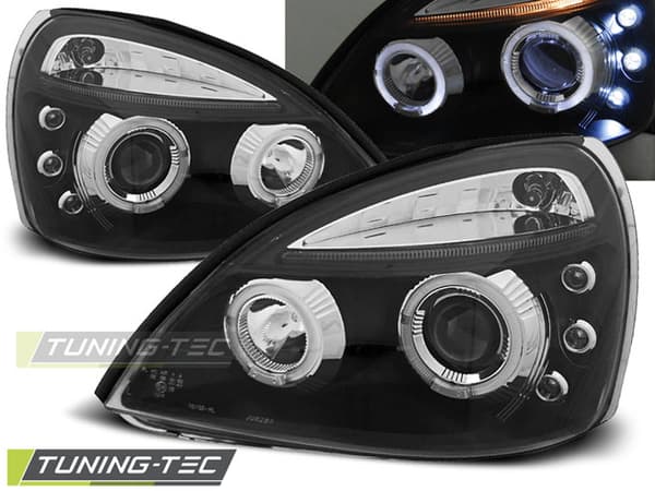 Forlygter dual halo fælge RENAULT CLIO II 06 01-09 05 ANGEL EYES SORT