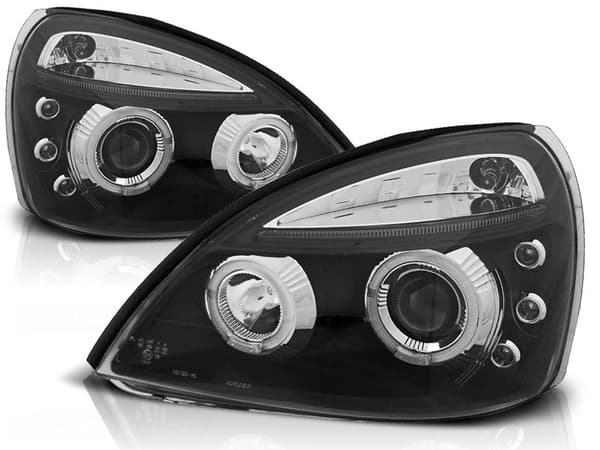 Renault Clio II 06 01-09 05 Mustat angel eyes kaksoiskehäiset ajovalot
