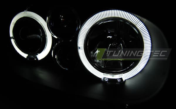 Forlygter med dobbelt halo-fælge VW GOLF 4 09 97-09 03 ANGEL EYES SORT