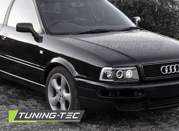 Strålkastare dual halo fälgar AUDI 80 B4 09 91-04 96 ANGEL EYES SVART