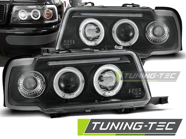Strålkastare dual halo fälgar AUDI 80 B4 09 91-04 96 ANGEL EYES SVART