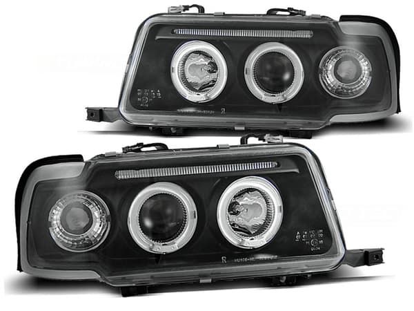 Forlygter dual halo rims AUDI 80 B4 09 91-04 96 ANGEL EYES SORT.