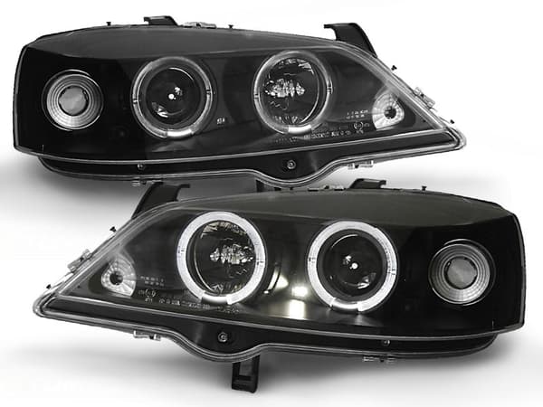 Forlygter dobbelt halo fælge til OPEL ASTRA G 09 97-02 04 ANGEL EYES SORT