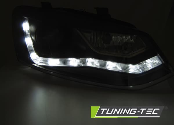 Forlygter med parkeringslys til VW POLO 6R 09-03 14 SORT