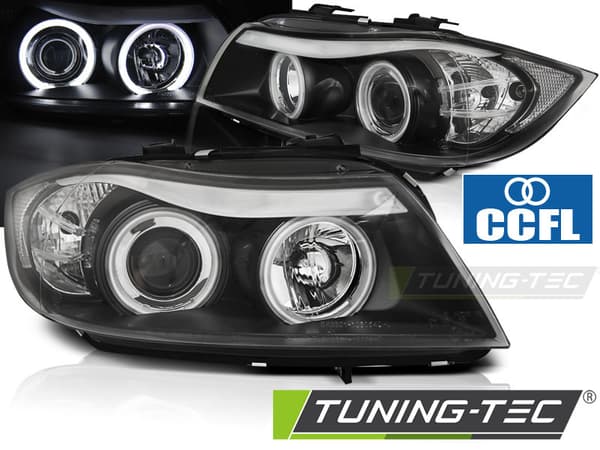 Framlyktor dubbla halo-fälgar BMW E90/E91 03 05-08 08 ÄNGELÖGON CCFL SVART