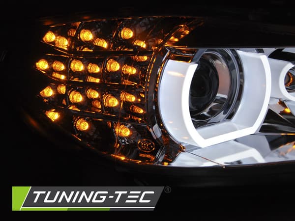 Strålkastare Xenon BMW E90/E91 09-11 ANGEL EYES CHROME