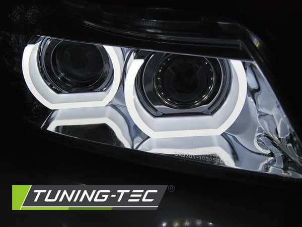 Strålkastare Xenon BMW E90/E91 09-11 ANGEL EYES CHROME