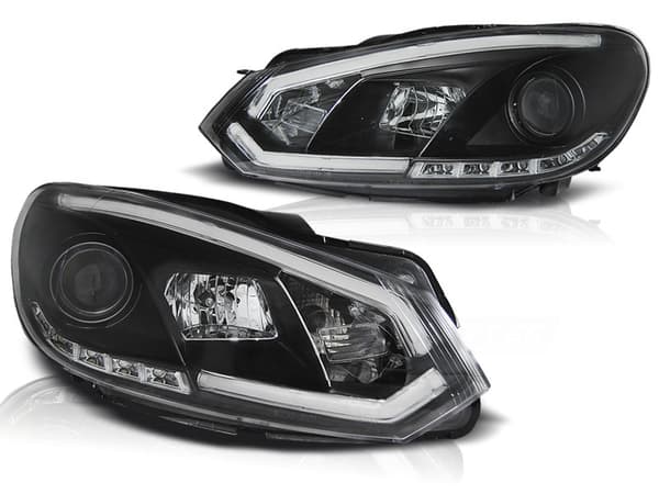 Forlygter Daytime Running Light VW GOLF 6 10 08-12 SORT TUBE LIGHTS TRU DRL