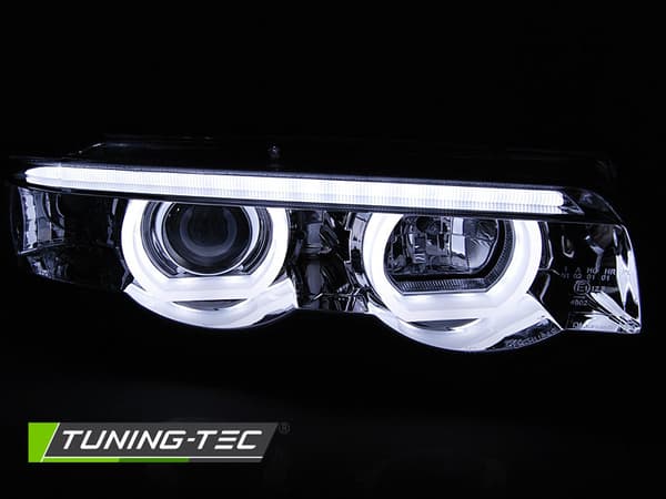 Strålkastare dubbla halo fälgar BMW E38 94-01 ANGEL EYES 3D CHROME