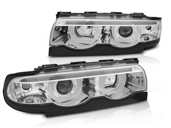 Strålkastare dubbla halo fälgar BMW E38 94-01 ANGEL EYES 3D CHROME