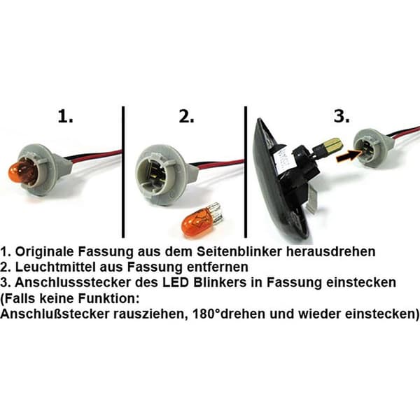 LED sidoblinkers - BMW E81 E82 E87 E88 E92 E93 X1 E84 - Rök/svart - Registreringsfri