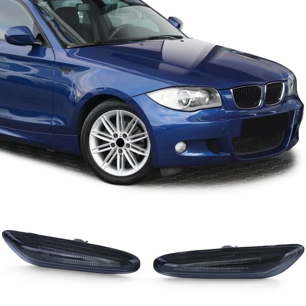 LED sidoblinkers - BMW E81 E82 E87 E88 E92 E93 X1 E84 - Rök/svart - Registreringsfri