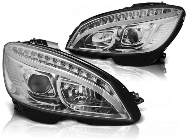 Strålkastare med parkeringsljus MERCEDES W204 07-10 CHROME H7