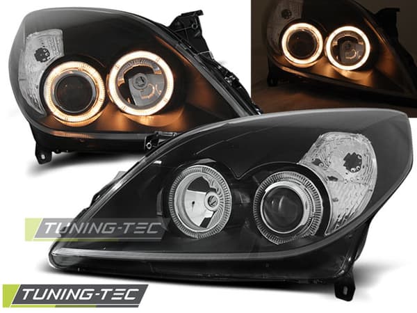 Strålkastare med dubbla halo-fälgar OPEL VECTRA C 09 05-08 ANGEL EYES SVART