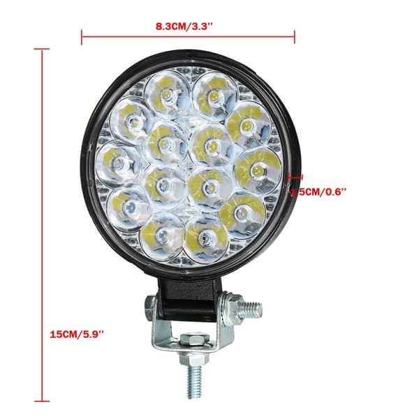 1 par 48W LED-arbetsljusstång för bil 12V/24V Lastbil SUV 4WD Off Road Flood Spot Light, Rund