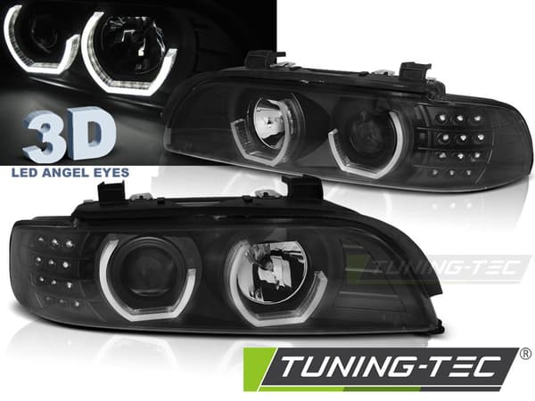 Strålkastare dual halo-rimmar BMW E39 09 95-06 03 SVART