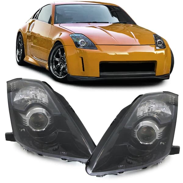 Forlygter - til Nissan 350Z Z33 Coupé / Roadster 2002-2009 - røget sort