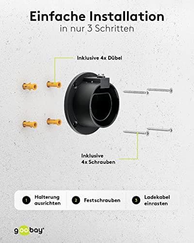 Goobay-seinäteline tyypin 2 latauskaapelin sähköautoon (61141)