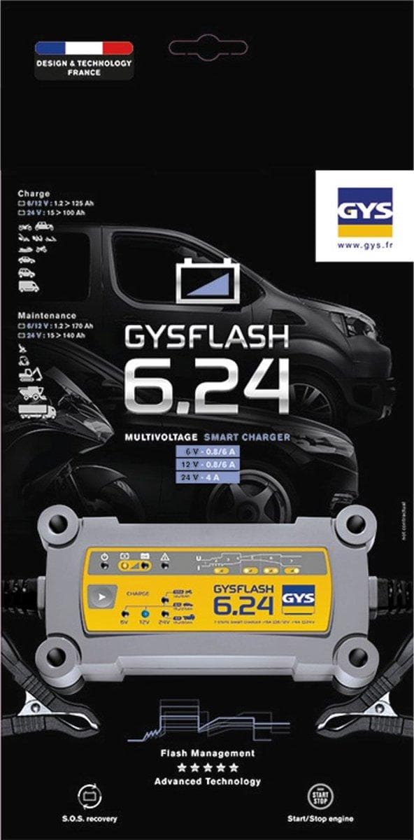 GYS FLASH 6.24 029460 automaattilaturi 6 V, 12 V, 24 V 0.8 A 6 A 4 A (029460)