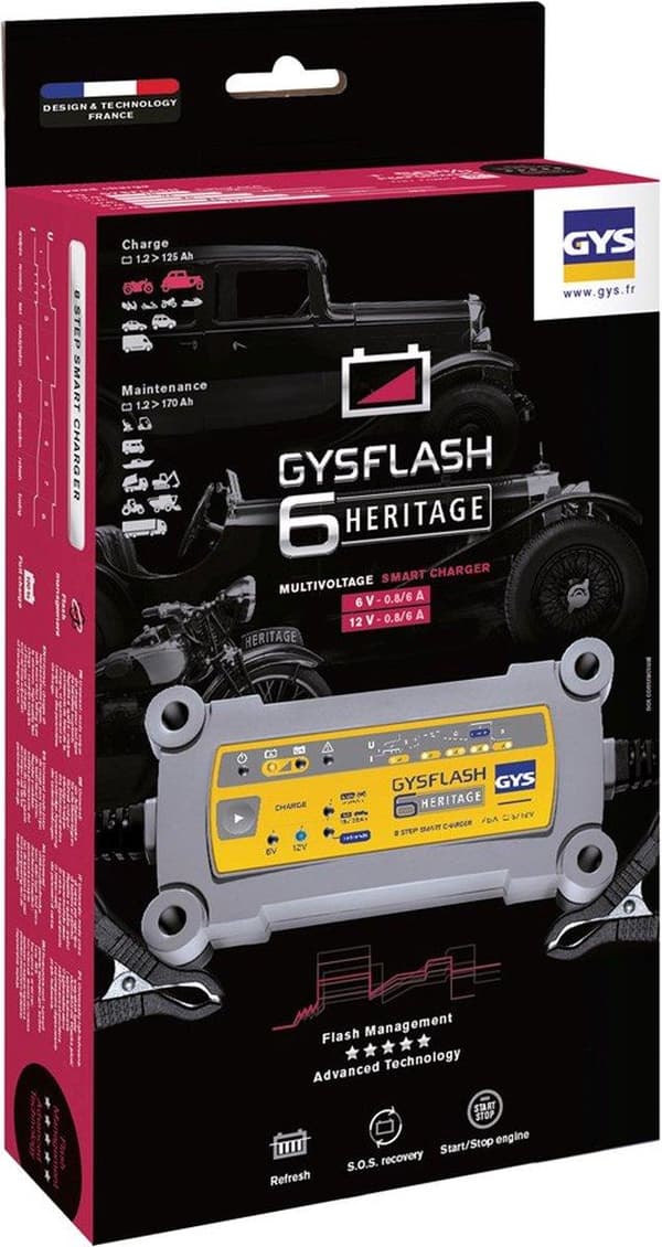 GYS FLASH HERITAGE 6A 029538 Automatisk oplader 12 V, 6 V 0,8 A 6 A (029538)