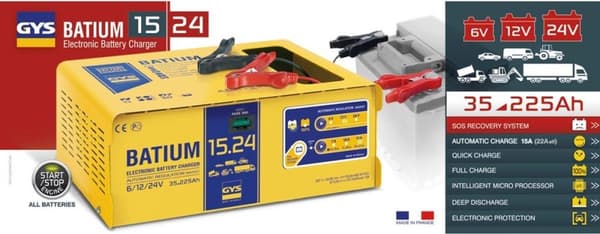 GYS automatisk oplader BATIUM 15,24 6 V, 12 V, 24 V 22 A 22 A (024526)