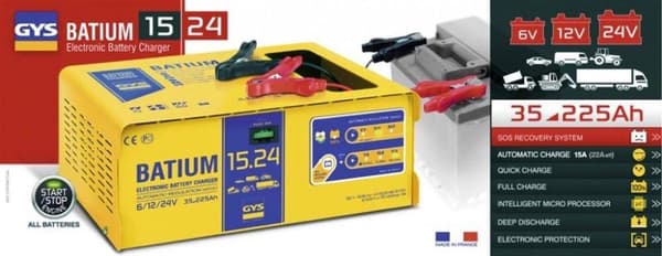 GYS automatisk oplader BATIUM 15,24 6 V, 12 V, 24 V 22 A 22 A (024526)