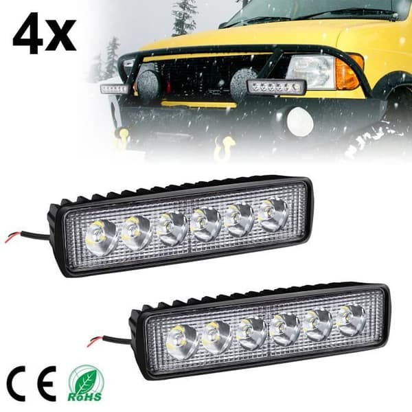 4st 18W LED varselljus Vit Bil LED Strip Light Dimljus Vattentät varselljus 12V/24V