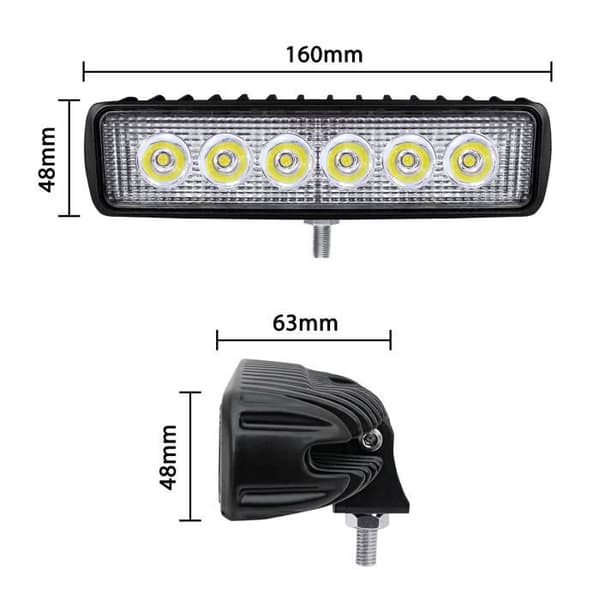2st 18W LED varselljus Vit Bil LED Strip Light Dimljus Vattentät varselljus 12V/24V