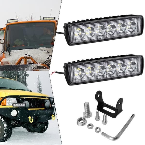 2st 18W LED varselljus Vit Bil LED Strip Light Dimljus Vattentät varselljus 12V/24V