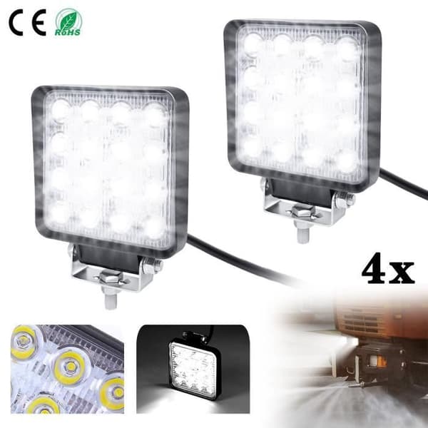 XMTECH 4X 48W LED Light Bar Offroad Lights Beam LED Arbetsljus Fordon 12V 24V IP67 För JEEP SUV