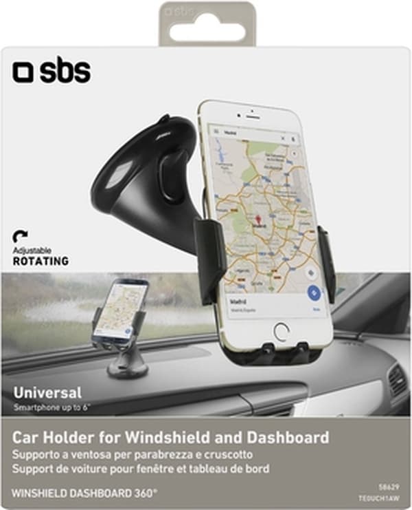 SBS Mobile Car holder til smartphones med justerbart skaft