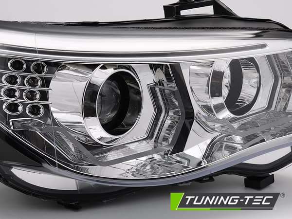 Strålkastare BMW E60 E61 03-07 - 3D LED-änglahelljus - krom