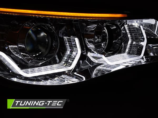 Strålkastare BMW E60 E61 03-07 - 3D LED-änglahelljus - krom
