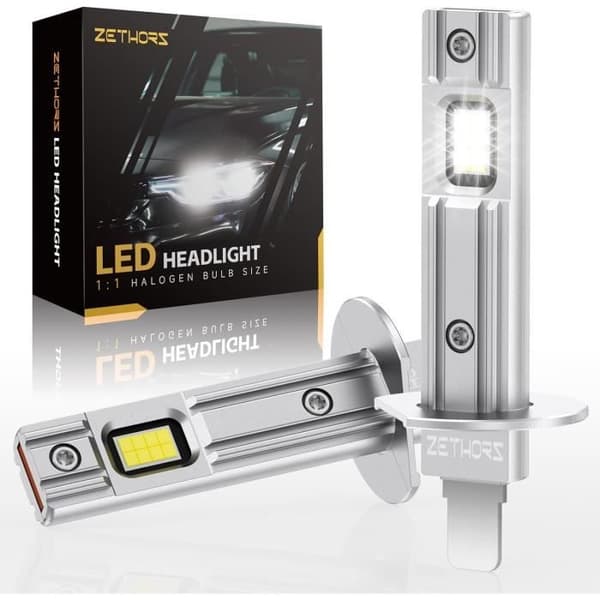 H1 LED-lampa 16000LM 60W, fläktlös, polaritetsfri, plug and play, halogenersättning, helljus och halvljus, 2 st.