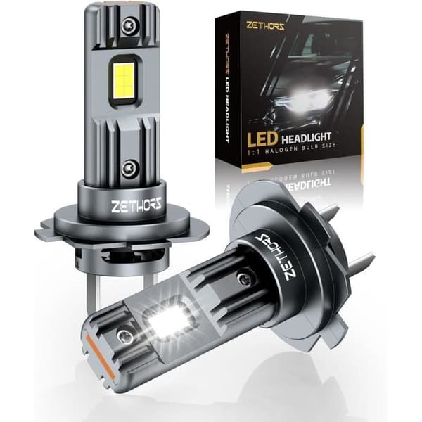 H7 LED billampa 90W 20000LM 6000K Cool Vit Minilampa Utan Polaritet Plug and Play med fläkt Vattentät IP68,2 Styck